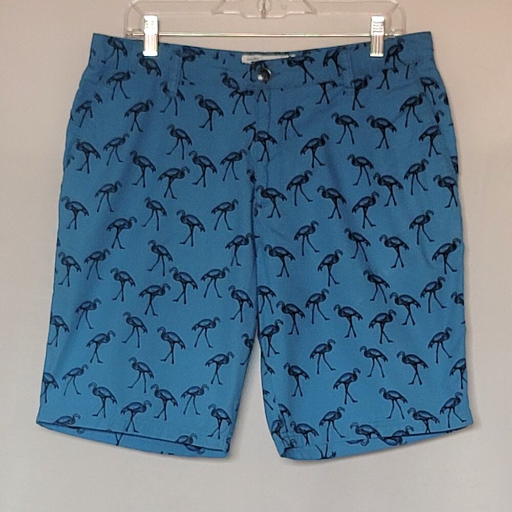 2/$15 Trunks Since 2010 Classic Chino Shorts Mens 32 Tropical Blue Flamingo